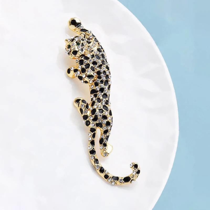 Big Climbing Leopard Brooch Pins For Women