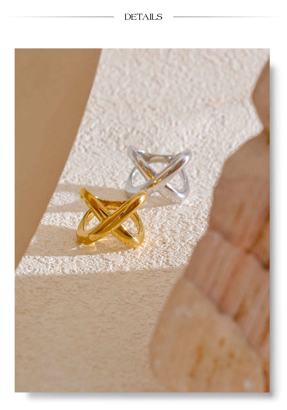 Stainless Steel X-Shape Geometric ring – Waterproof PVD Plated Luxury Design