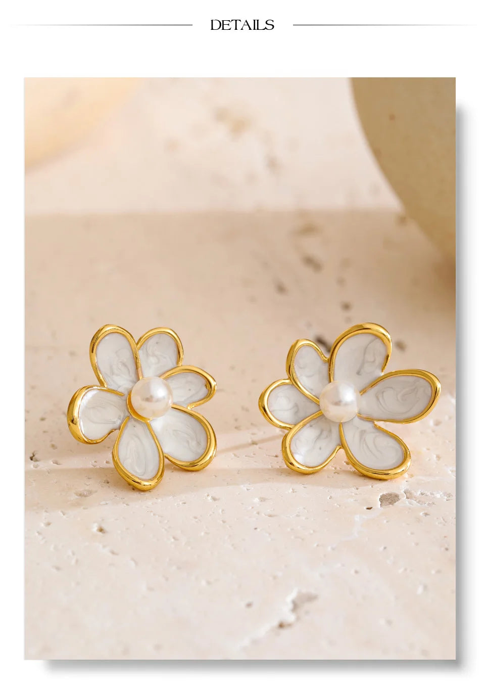 Zirconia & Pearl Flower Earring – Stud   Enamel Gold Jewelry for Women (All Occasions)