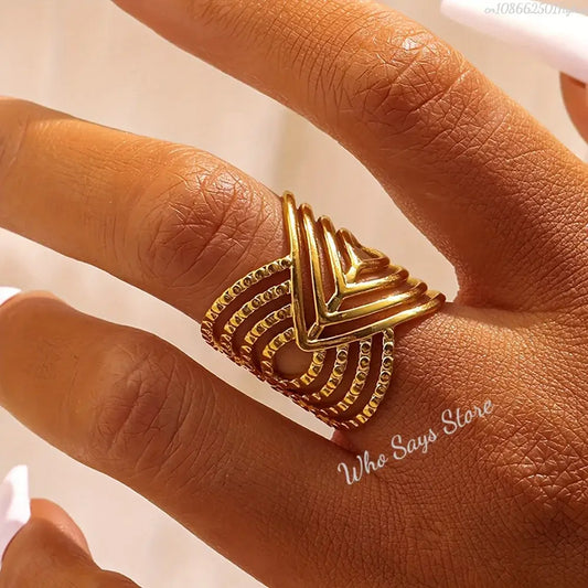 Irregular Geometric Stainless Steel Open Ring