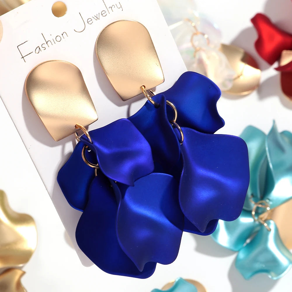 Flower Earrings Delicate Petal Tassel Stud Earring