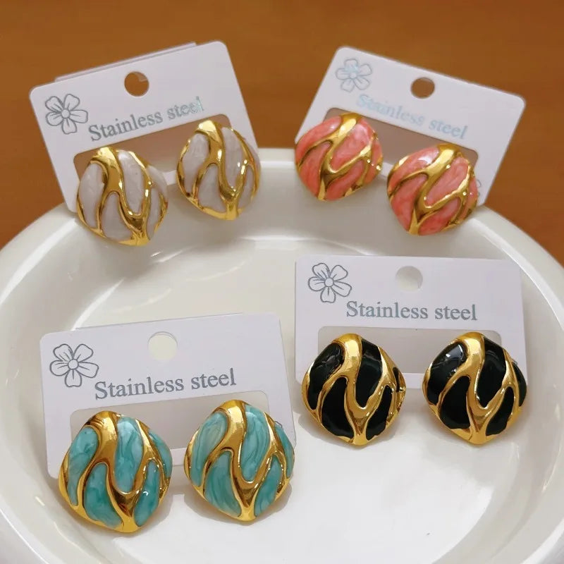 VALMS Retro Dome Stud Earrings – Colorful Enamel