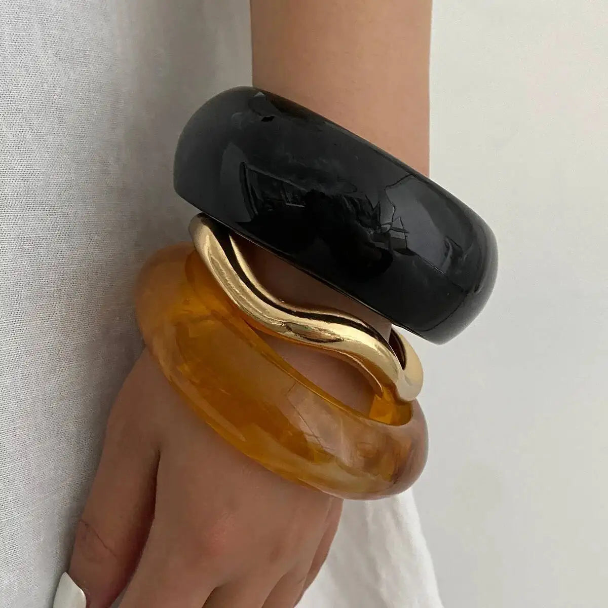 Vintage Irregular Stackable Resin Acrylic Chunky Bangles