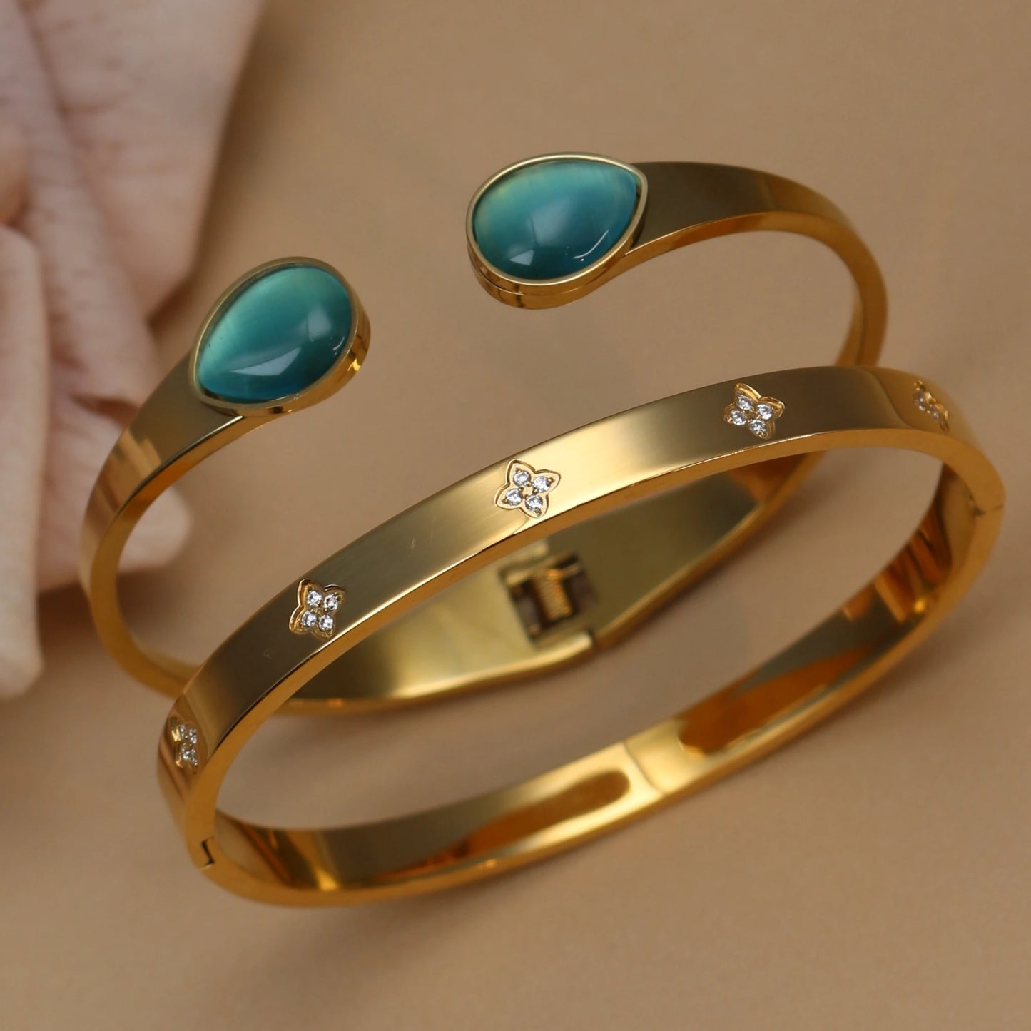 Fashion New Opal, Crystal 2-in-1 Stainless Steel Bracelet