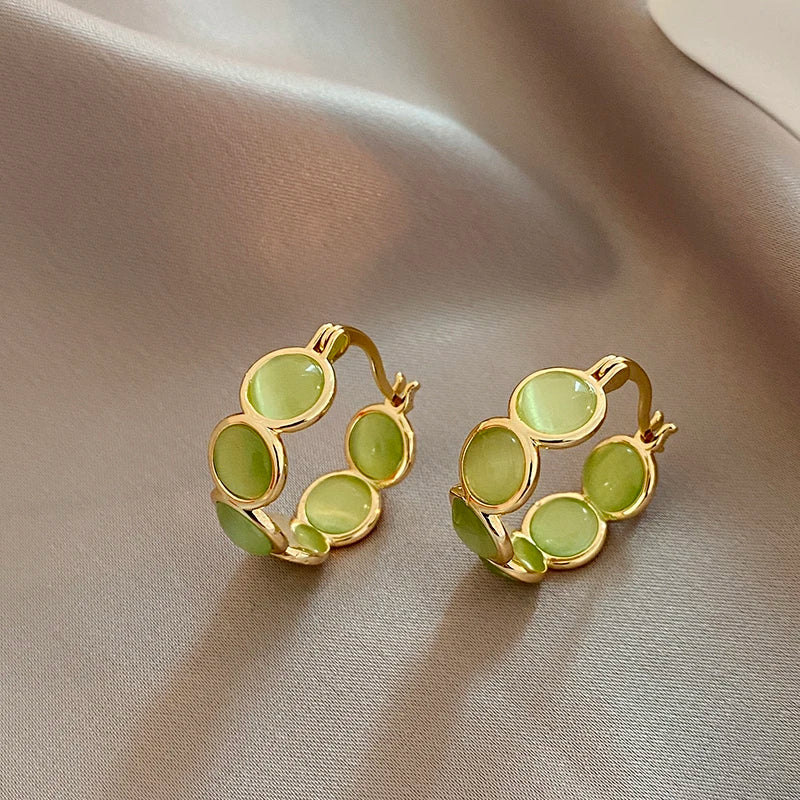 VALMS White Opal Hoop Earrings