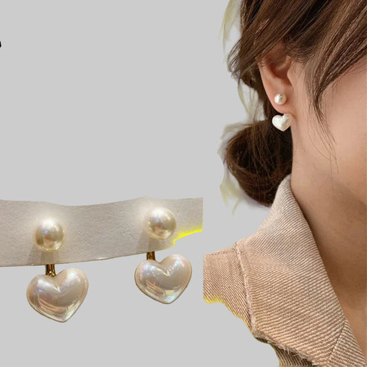 New Fashion  Heart Pearl Fine Earrings  Sweet Elegant  Women Drop Earring Fashion Jewelry