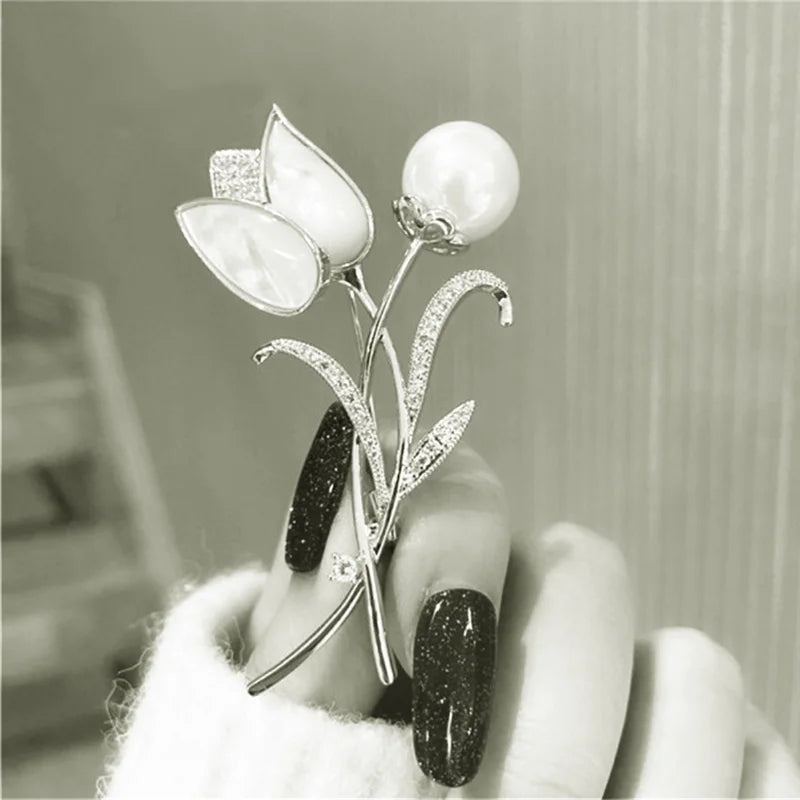 VALMS rose flower brooch
