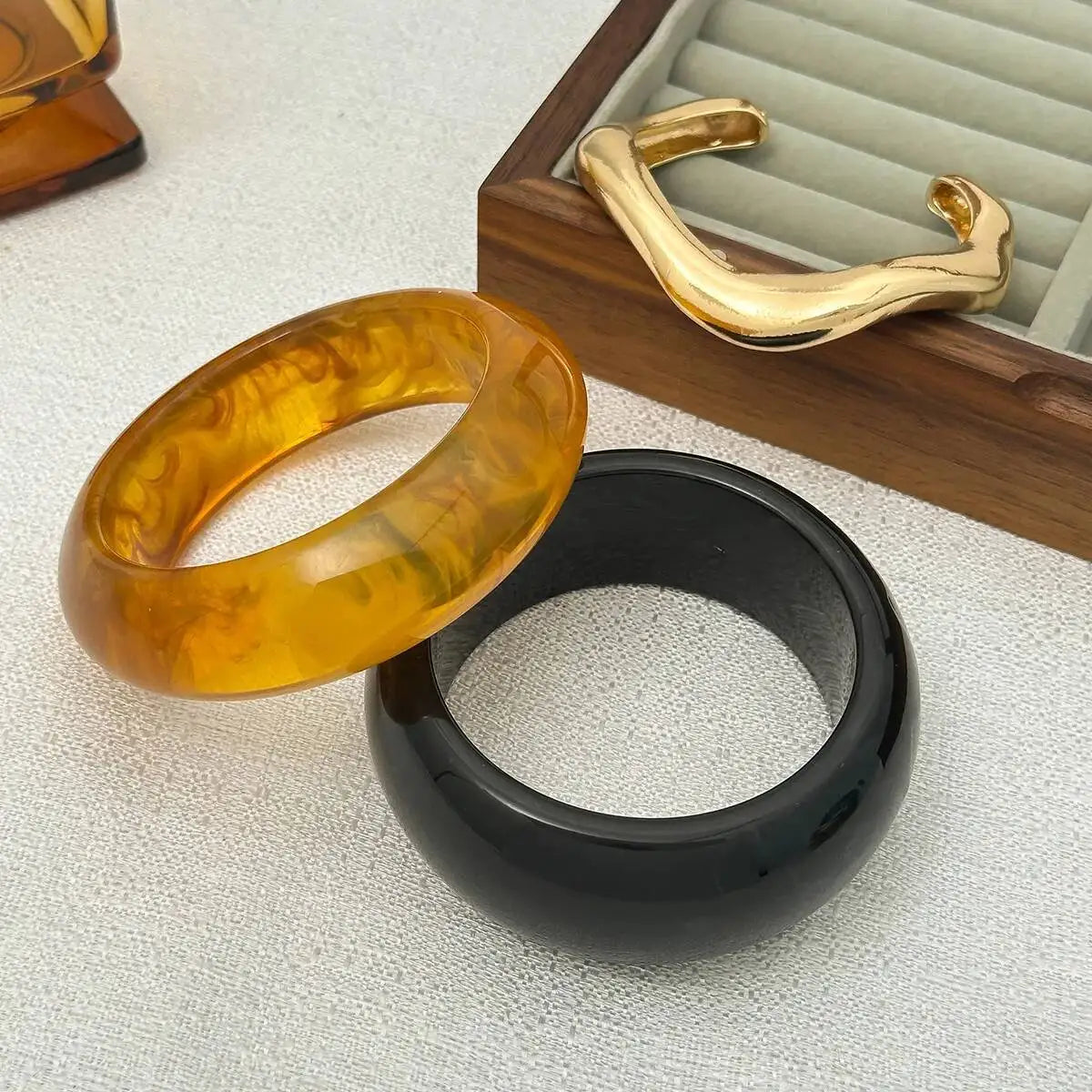 Vintage Irregular Stackable Resin Acrylic Chunky Bangles