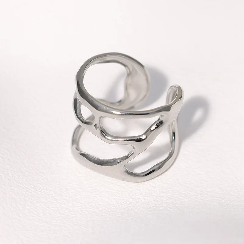 Stainless Steel   Ring for Women Metal Texture Waterproof Daily Simple Stylish Golden Rings