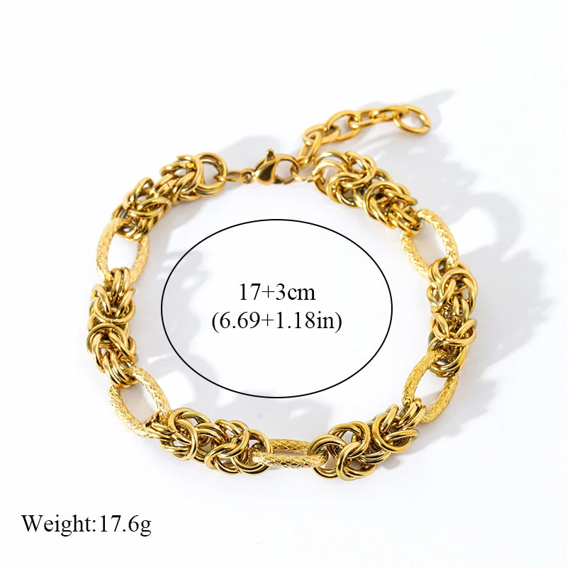 Stainless Steel Gold Color Cuban Chain Bracelet unisex