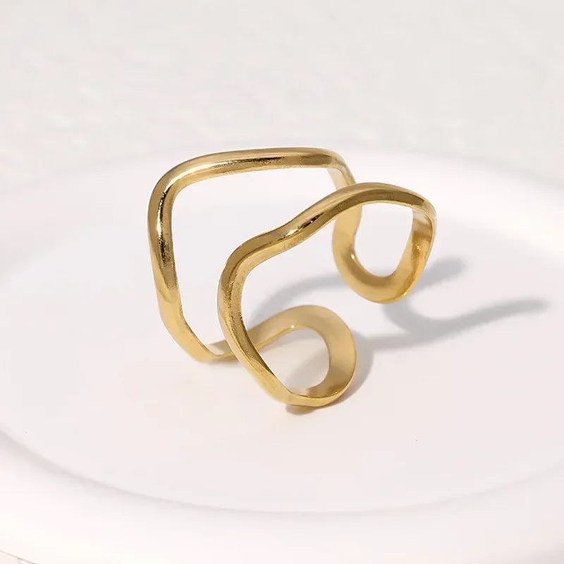 Stainless Steel ring-gold – Unisex Colorfast Personalized Statement rings