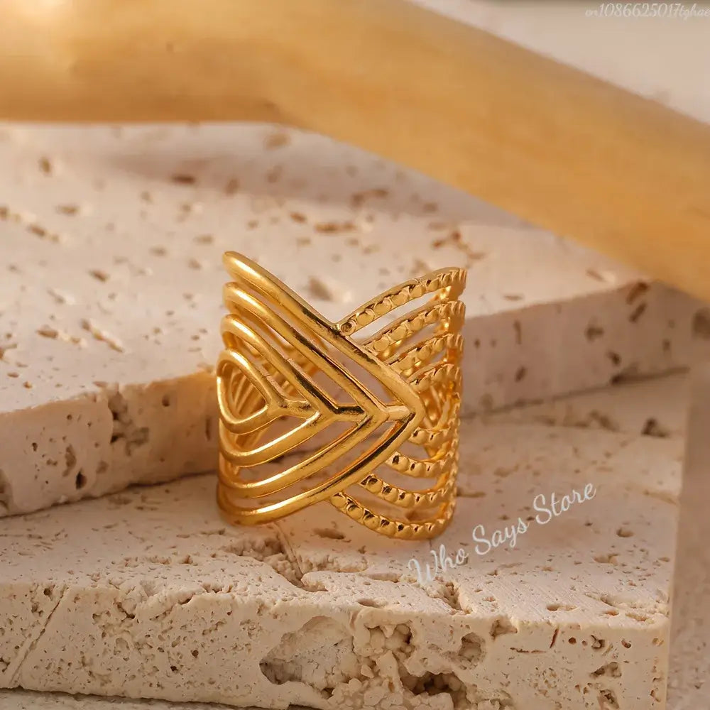 Irregular Geometric Stainless Steel Open Ring