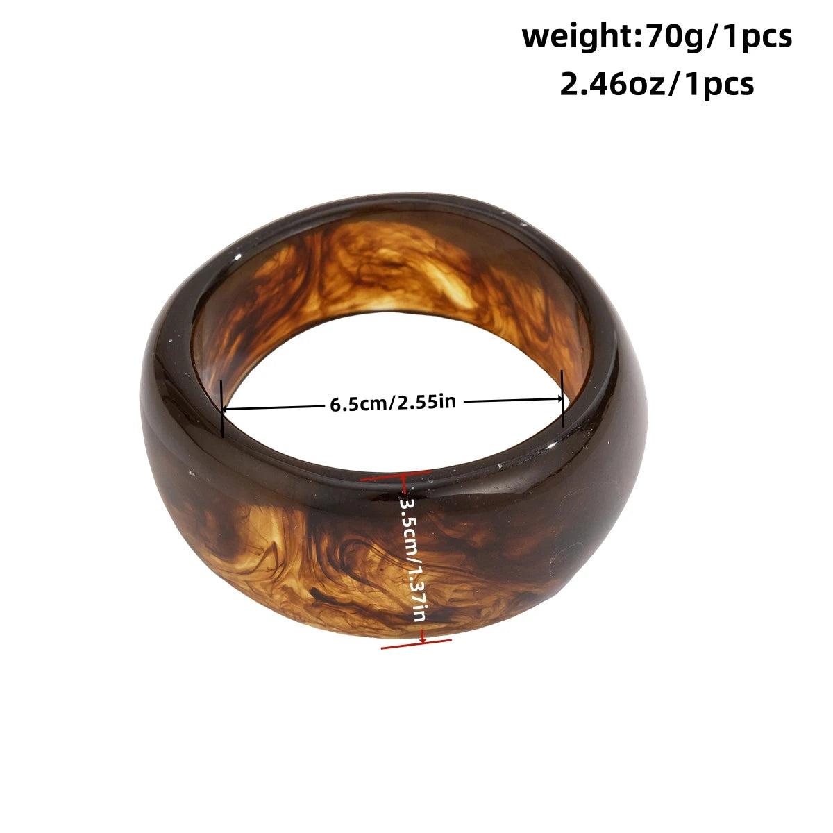 Vintage Wide Geometric Resin Beige Brown Coffee bracelet