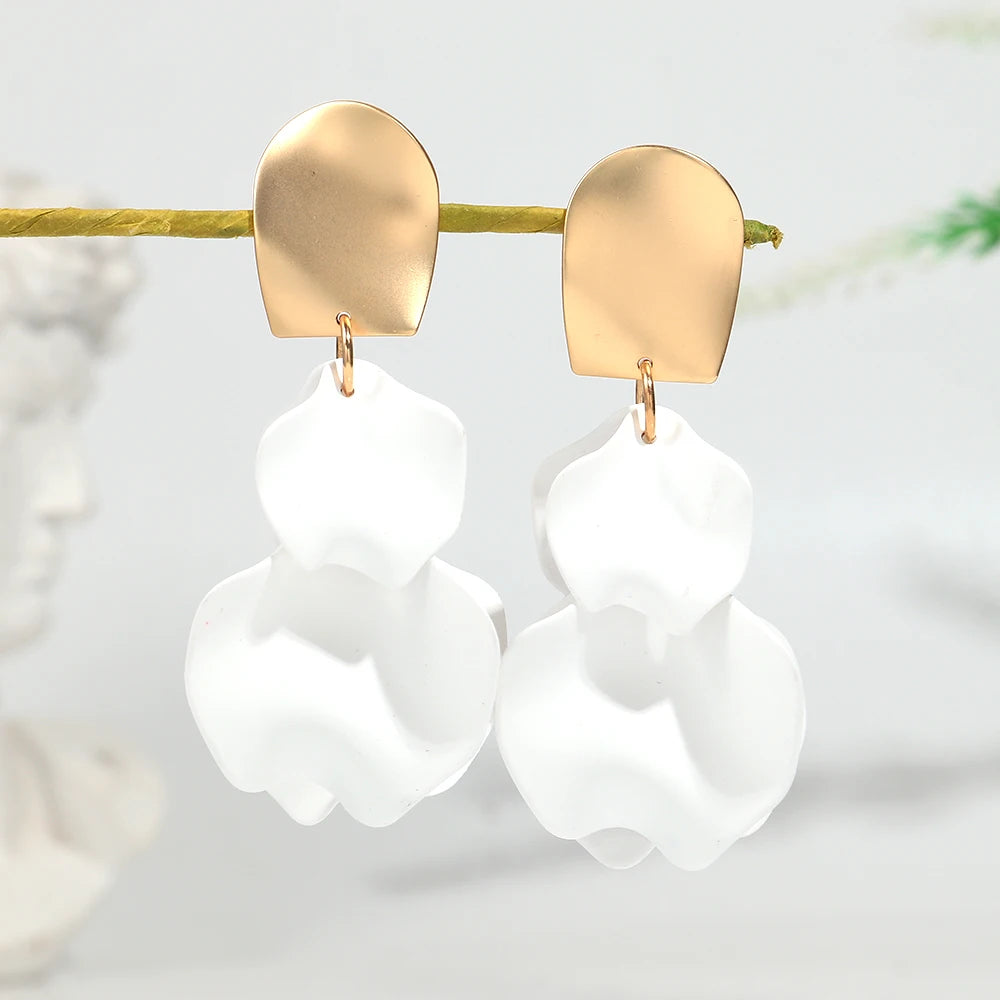 Flower Earrings Delicate Petal Tassel Stud Earring