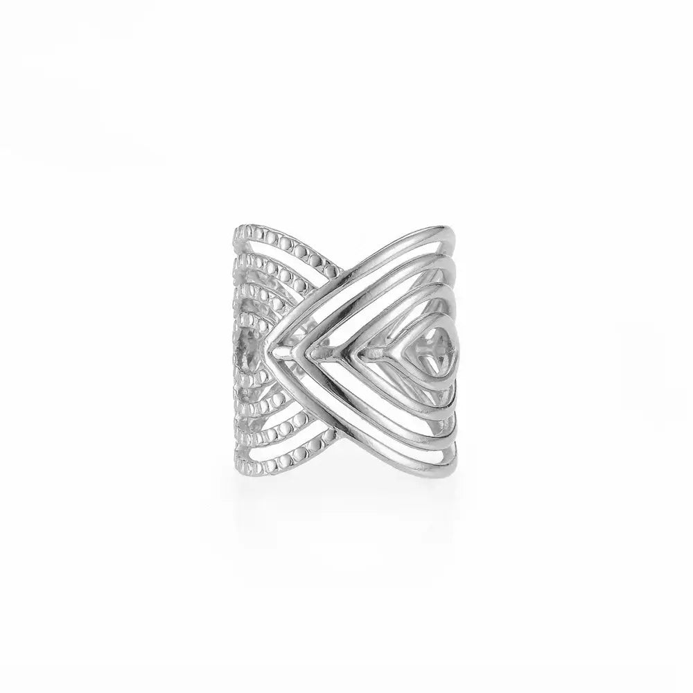 Irregular Geometric Stainless Steel Open Ring