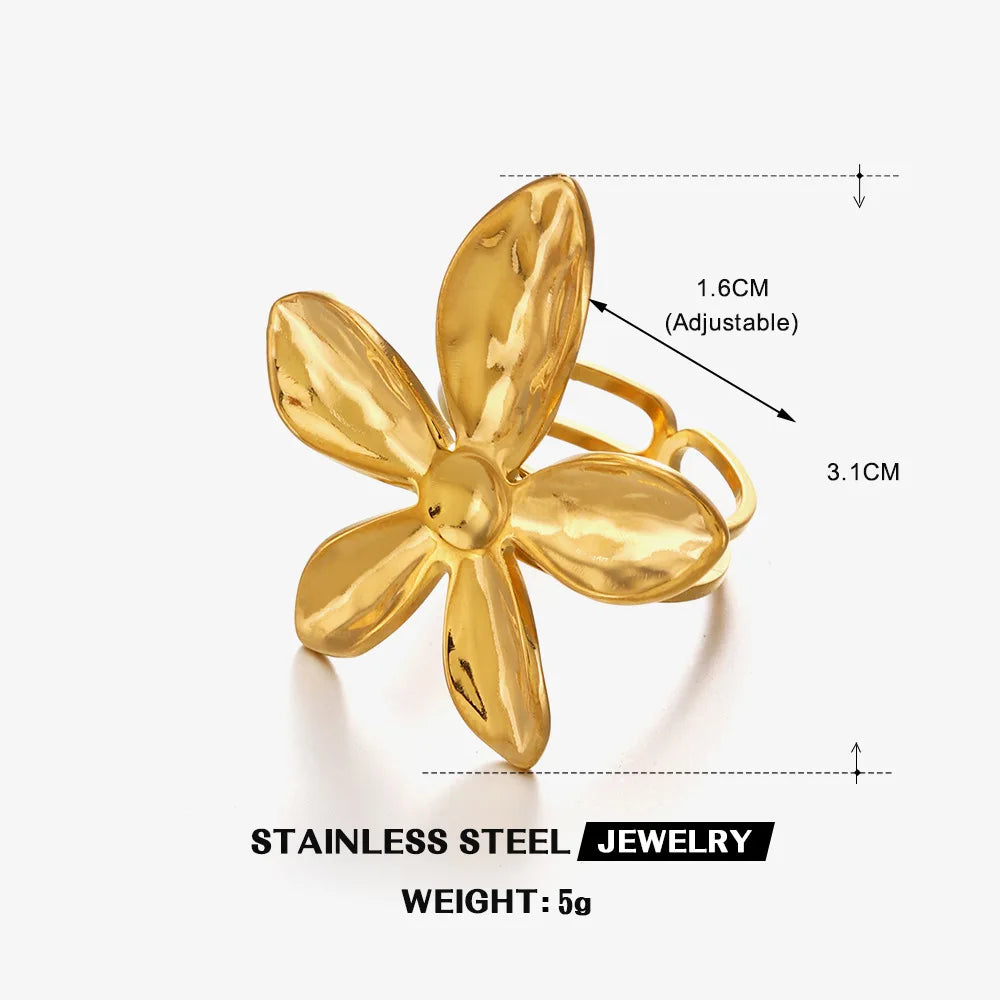 Stainless Steel Exquisite Trend Flower elegant Ring For Women