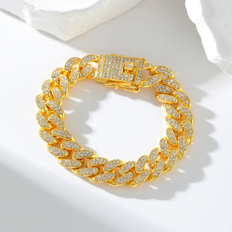 Stainless Steel Gold Color Cuban Chain Bracelet unisex