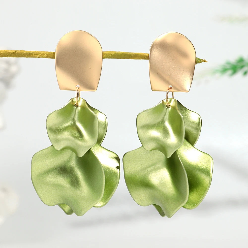 Flower Earrings Delicate Petal Tassel Stud Earring