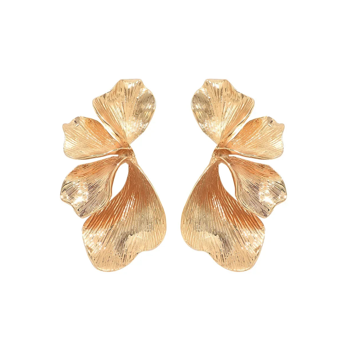 Exaggerated Big Petal Flower Liquid Multilayer Textured  earrings-drop for Women