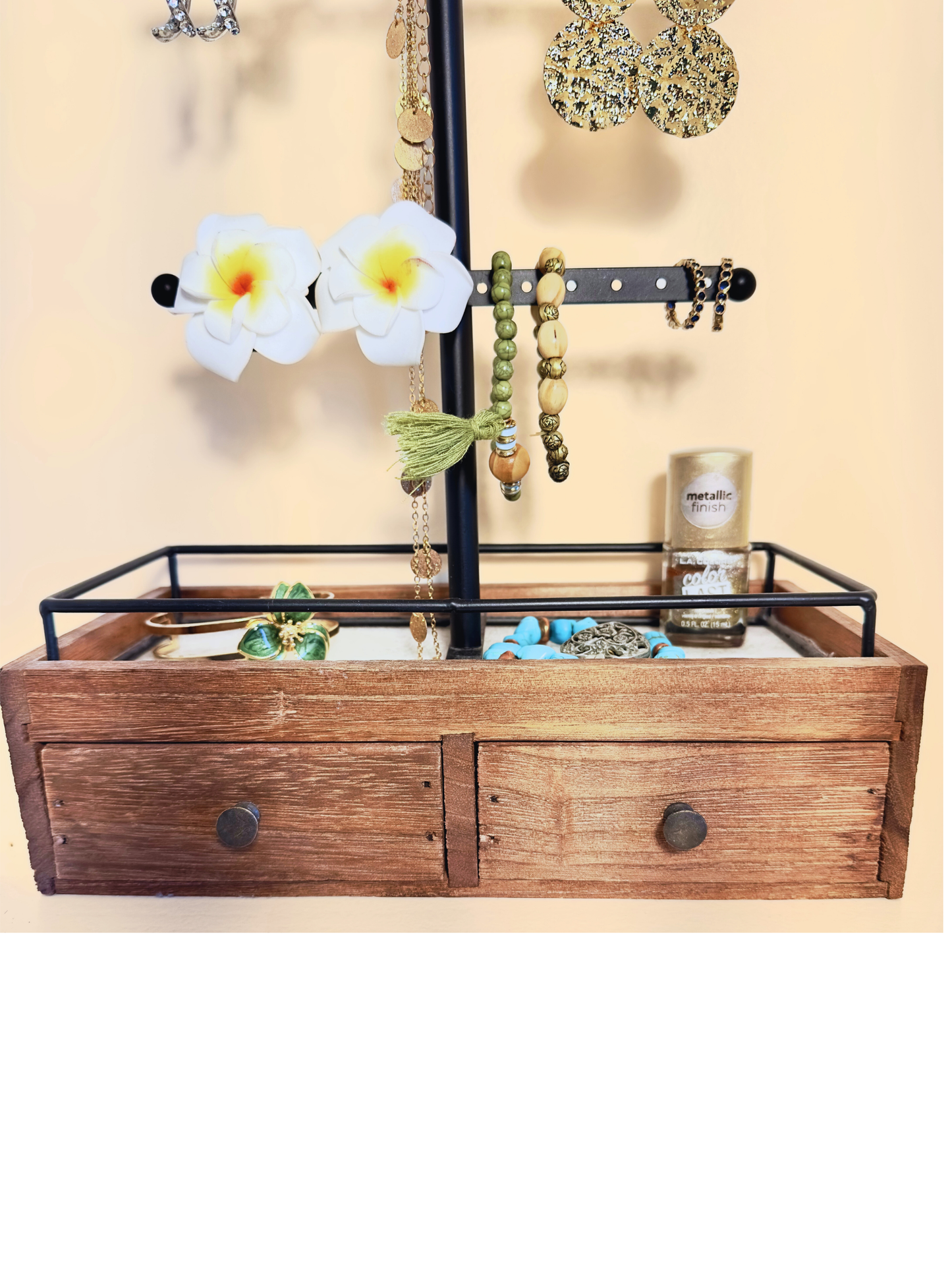 Jewelry Organizer Stand – Metal & Wood